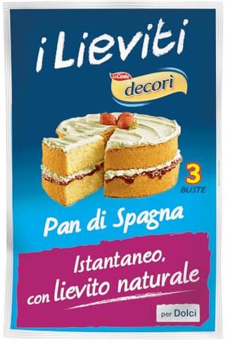 Decorì Lievito Pan di Spagna Istantaneo con Lievito Naturale e Vaniglia Bourbon - Ideale per Torte Alte e Soffici - Senza Glutine - Formato Risparmio 30 Confezioni da 3 Buste