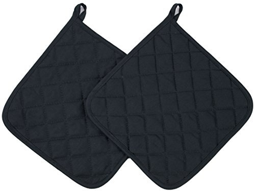 ZOLLNER 2er Set Topflappen Baumwolle, 24x24 cm, schwarz