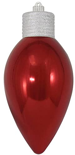 Christmas By Krebs 12 (300mm) Ornament, Commercial Grade Indoor, Outdoor Shatterproof Plastic Water Resistant Lightbulb Ornament (Sonic Red)