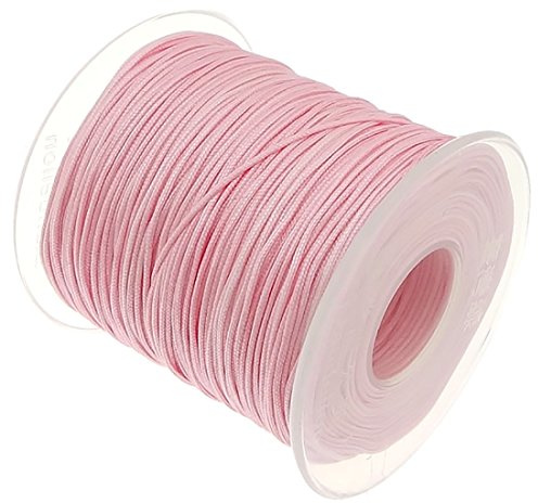 My-Bead Cordon en Nylon Rose 1 mm Bobine 90 m Fil Solide pour Bijoux DIY Macramé Bracelets Colliers Bricolage