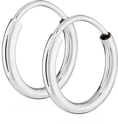 NKlaus Creolen für Damen 585 Gold, 585er Weißgold, 13mm Ohrringe, 2 Stück | Stärke: 1,9mm