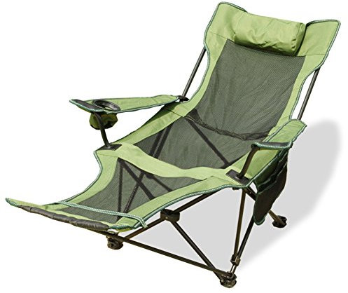 HM&DX Tragbare Outdoor Klappstühle Camping stühle mit fußablage Verstellbare rückenlehne Becherhalter Kompakt Camping wandern Strand Angeln Garten -Grün