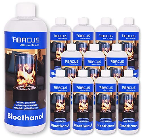 ABACUS® Ethanol, Spiritus, Bioethanol, Brennspiritus für den Kamin, Tischkamin, Wandkamin und Feuerstellen Bioethanol 12x 1 Liter (7069)