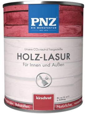 PNZ Holzlasur für Innen und Außen | lösemitttelfreie Farblasur | Nachhaltig hergestellt mit regionalen Rohstoffen | für alle Hölzer, auch Bienenhäuser, Gebinde:0.25L, Farbe:kirschrot