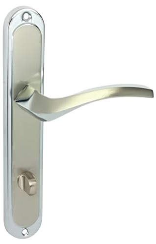 domino Türgriff ENIGMA M6/M9 WC-Bad 78 Drückergarnitur für Zimmertüren Langschild-Garnitur Türdrücker-Set Türbeschläge/Farbe:Chrom Glänzend/Nickel/Material:Aluminium