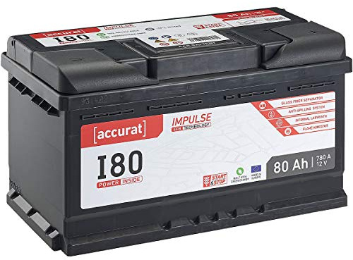 Accurat EFB Autobatterie 12V 80Ah 780A Start-Stop KFZ Batterie statt 75Ah | Ideal für Fahrzeuge mit Start-stop-system, Hohe Zyklenfestigkeit, Auslaufsicher und Wartungsfrei, Flexibel Einsetzbar