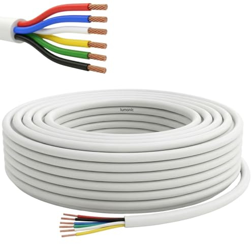 Lumonic 6x0,34mm² RGBW LED Steuerleitung schwarz 50m | ummanteltes 5 adriges Kabel flexibel | LiYY Verlängerung, Stromkabel, LED Zuleitung, Steuerkabel