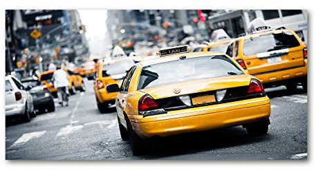 Tulup Leinwandbild - Wandkunst - Drucke auf Leinwand - Leinwanddruck -140x70 cm - Fahrzeuge - Gelb - Taxis New York