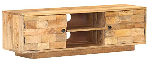 vidaXL Solid Mango Wood TV Cabinet Living Room Furniture Entertainment Centre Wooden Hifi Stereo Plasma TV Stand Media Unit Lowboard