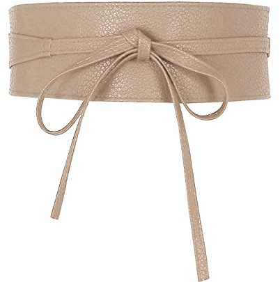 Glamexx24 dam midjebälte brett Obi-bälte klassiskt omlottbälte, Mörk beige, En Storlek