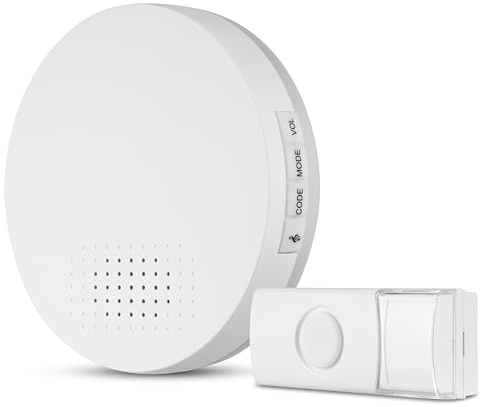 REV Funk Türgong Set optisch und akustisch, 100m, 85dB, Funkgong (3x1,5V) und Klingeltaster, weiss