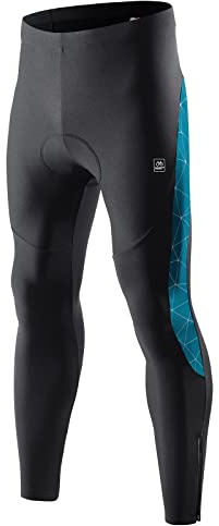 Santic Herren Radlerhose Lang Fahrradhose Winter 4D Gepolsterte Legging Radsport Windproof Fleece Radhose,Navy Blau L