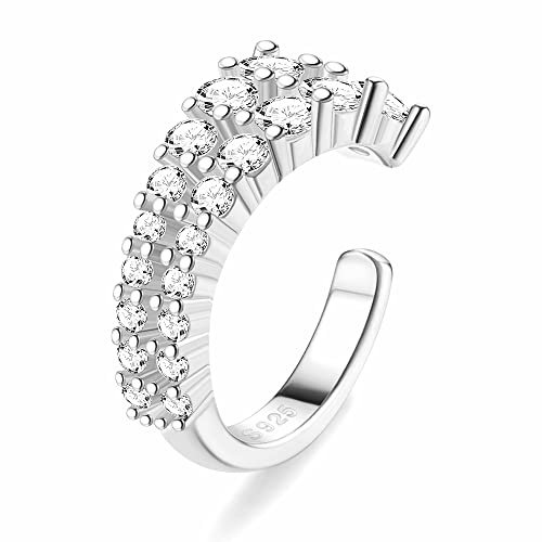 ORAZIO Pendientes de Plata de Ley 925 Con Circonita Cúbica Sin Perforación Cartílago de Hélice Falso Pendientes de Caracola Para Mujer