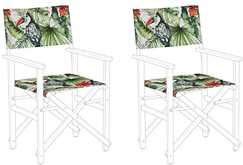 Beliani Moderne Stoffbezüge bunt Vogelmotiv Tukan 2er Set für Gartenstühle Cine