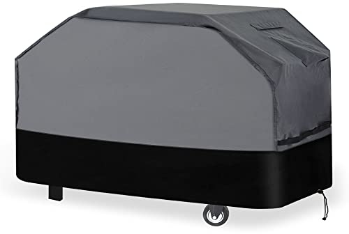 Waykea Heavy Duty Grill Cover 193cm, 600D Oxford Water Resistant UV & Fade Resistant BBQ Cover for Weber Char-Broil Dyna Glo Nexgrill Charcoal Gas Grill (193W x 72D x 117H cm, Gray/Black)