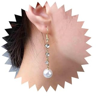 Yienate Lange Perle Tropfen Baumeln Ohrringe Gold Kristall Quaste Perle Ball Tropfen Ohrringe Böhmischen Erklärung Perle Hochzeit Ohrringe Funkelnden Abschlussball Strass Ohrringe Schmuck Für Frauen