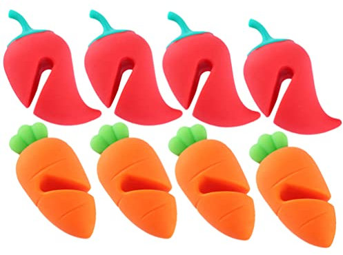 BESTonZON 8 Stücke Silikon Deckelheber Karotte Chili Form Auslaufsicher Deckelhalter Hitzebeständiger Topfdeckelhalter Kochdeckel Halter Küchenhelfer für Küche Töpfe Pfannen Kochtopf Suppentopf