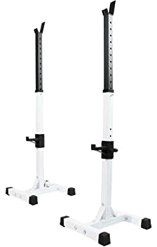 Fitness Tech - Soporte Ajustable para Entrenamiento con Barra - Squat Rack, Press Banca, Sentadillas - Soporte para Ejercicio de Pesas Multifuncional - Color Blanco