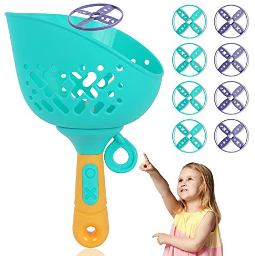OSDUE Rotor Flyer Flugspiel, Propellerspiel mit 8 Propeller, Flying Disc Launcher, Plastic Pull String Untertasse Launcher Lustiges Outdoor Spielzeug für Jungen und Mädchen