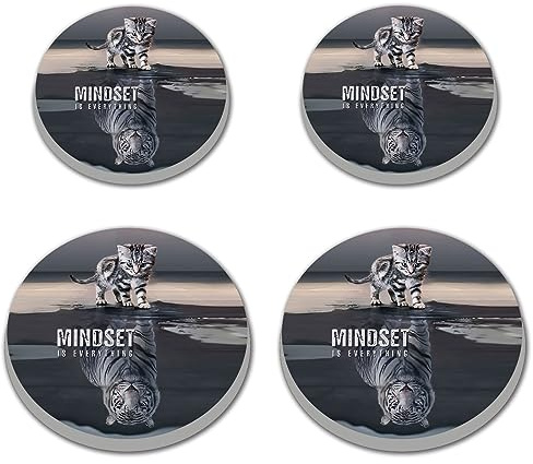 Walarky Cat Reflection Tiger Round Metal Hob Covers Set of 4 Stove Cooker Hob Covers for Cookers Gas Stove Protector Cookware Accessories Modern Cooktop Decor