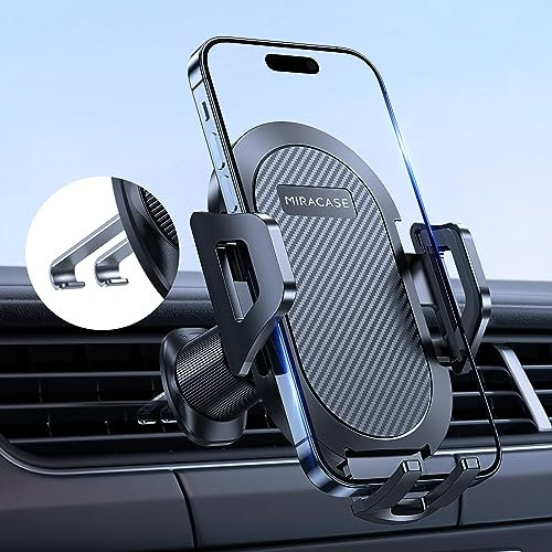 Miracase Porta Cellulare Auto [Nuovo Doppio Gancio in Acciaio] Supporto Telefono Auto Porta Telefono per Presa D'aria Compatibile con iPhone 16/15/14 Samsung Xiaomi e Altri Smartphones Series