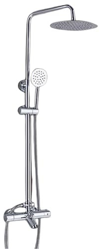 SABUIDDS Duschsystem mit Thermostat Duschset mit Armatur Duscharmatur Komplettset Wasserfall Überkopfbrauseset für Badezimmer und Hotel Duschen, 81-117 cm Duschstangen, Metall, Silber