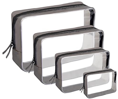Kulturbeutel Transparent 4Stk wasserdichte Kosmetiktasche Durchsichtig Reise-Waschtaschen Kulturtasche Make-up Tasche Beutel Reisetasche Kosmetiktaschen Set Schminktasche für Männer, Frauen