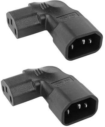 C14 to C13 Power Adapter YACSEJAO 2PCS IEC320 C14 to C13 Right Angle Power Adapter 90 Degree C14 to C13 Plug Kettle Power Extension Adapter (Left Angle)