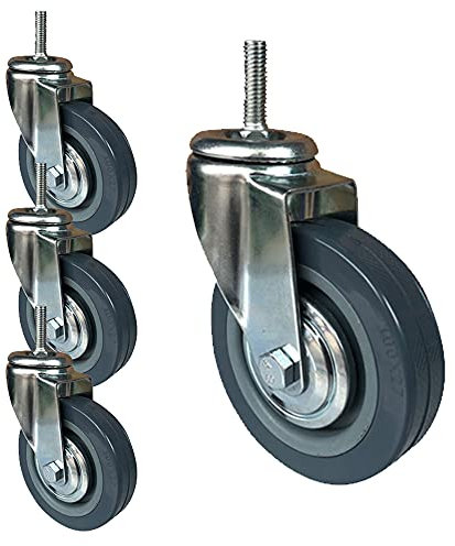 YWXBBZ 4 Lenkrollen, 75/100 Mm, Robuste Möbelrolle Mit M10/M12-Gewinde, Industrierolle, Kapazität 450 Pfund, Für Karren, Möbelwagen (Mit Bremse 75 Mm (M12)) (Drehgelenk 100 Mm (M12))