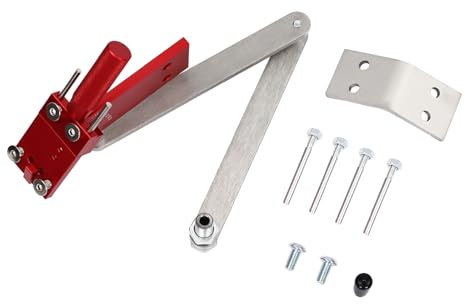 Rasenmäher Klingenschärfer, Schärfer aus Aluminiumlegierung 15° - 45° einstellbar mit 4 Adapterstifte für geraden Klingen Mähklingen und Klingen (Rot)