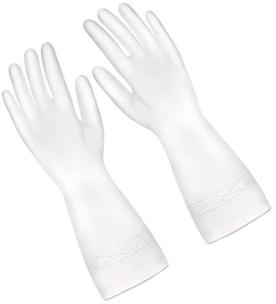 osiuujkw Guanti per la Pulizia dei lavori Domestici Cucina Lavanderia Lavastoviglie Guanti in Gomma Antiaderente Protezione Antiscivolo Casa, Bianco/L