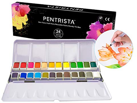 PENTRISTA Set di Pittura ad Acquerelli, 24pcs Acquarelli per Dipingere
