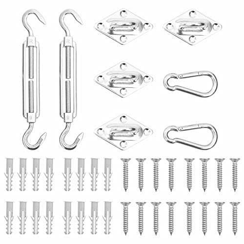 ZEYUAN 8-TLG. Sonnensegel Zubehör-Set, Sonnensegel Seilspanntechnik, Haken Sonnensegel, Sonnensegel Befestigungsset, Sonnensegel Befestigung, Edelstahl