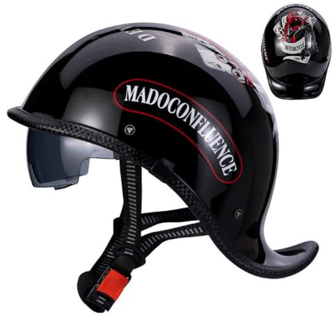 Retro Motorrad Halbhelme Deutscher Stil Motorradhelm Jethelm mit Visier Halbschalenhelm mit ECE Roller Mofa Offenem Helm Cruiser Chopper Moped Scooter Helm für Herren und Damen