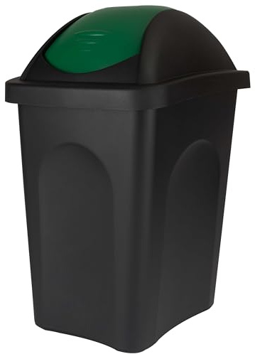 Mülleimer 30l schwarz grün eckig Schwingdeckel Küche Trash Bin Gelber Sack
