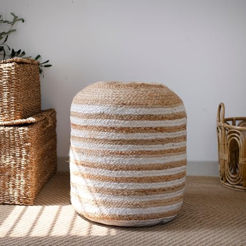 L.R. Resources, Inc LR Home Ottoman Pouf aus Jute, gestreift, 45,7 x 45,7 x 45,7 cm (T x B x H)