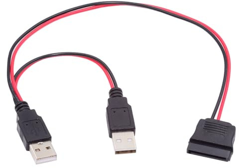 NFHK DC 5 V Dual USB auf SATA 15Pin Stromkabel für 2,5 Zoll SATA HDD SSD Disk Driver 5V 2A Max