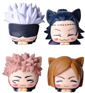 Anjinguang Gojo Satoru Geto Suguru - Figura de 4 juegos de mini orejas de gato, colección de figuras de anime, estatua modelo de estatua de escritorio, decoración de habitación, regalos, PVC, 4 cm