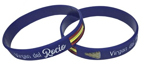 Tiendas LGP - Pulseras de Goma de Silicona con diseño de Virgen del Rocio, Azul. 2 unidades
