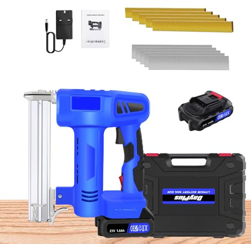 21V Cordless Staple Gun 2-in-1 Brad Nailer Electric Nail Gun with Battery & Charger, 18 Gauge Heavy Duty Electric Stapler Nailer Gun for Upholstery, Decorating, Construction Woodworking DIY Tools