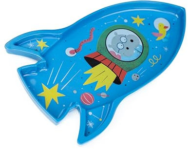 Ippo Kids Piatto Rocket Kids | Piatto per bambini con design divertente a forma di razzo | Piatto per bambini piccoli | Piatto per snack | Piatto per svezzamento | 30 cm x 18 cm