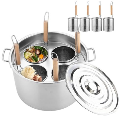 forplubossmmp Ensemble D'inserts pour Cuiseur À Spaghetti | Machine De Cuisson De Pâtes Commerciale avec Séparateur, Marmite Et Panier-Filtre | Ensemble De Batterie De Cuisine Multifonction,4-Hole