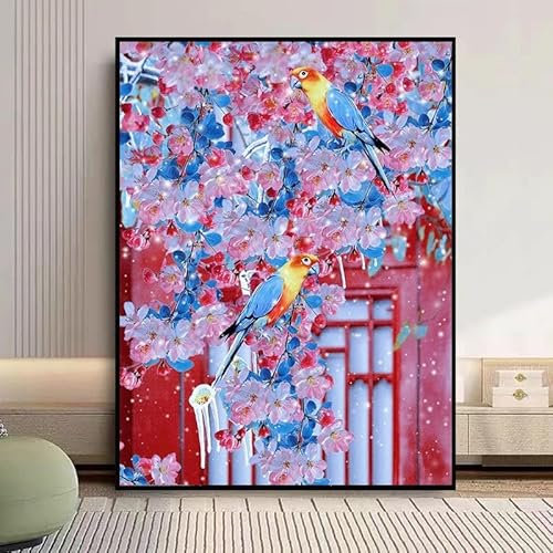 Landschaft Malen Nach Zahlen Erwachsene Bastelset, Paint by Numbers Blume Malen Nach Zahlen Anfänger, DIY Ölgemälde Leinwand Set mit 3 Set Pinsels und Farbe, Zimmer Deko 90x120cm, Geschenk für Frauen