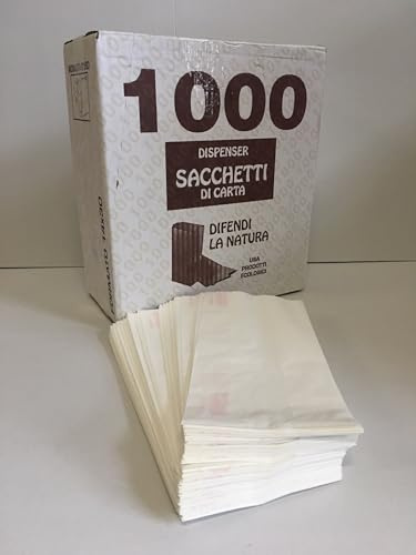 100/1000 Sacchetti di Carta Bianchi 14x30 cm Sacchetto in Carta Kraft Bianca per Alimenti Pane Dolci DOLCIUMI Articoli da Forno ORTOFRUTTA (1000)