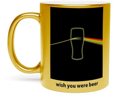 Fabulous Gold Chrome Ceramic Mug - Dark Side of The Beer/Wish You Were Beer - 11oz