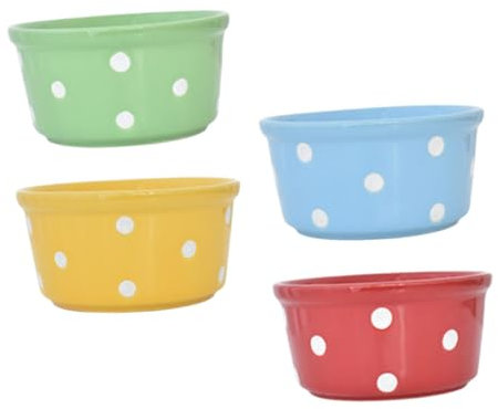 Cabilock Lot De 4 Caissettes À Pâtisserie Modernes En Céramique À Motif De Pois Pour Dessert Mousse Chocolat Tiramisu Pudding Gelée