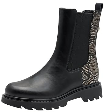 Tamaris Bottines Chelsea pour femme 1-25411-45 - Noir serpent - Taille 38 EU, Black Snake., 38 EU