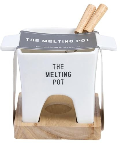 Santa Barbara Design Studio Fondue Pot and 2 for Cheese and Chocolate Warmer Bowl Gift Set, Mini, The Melting Pot