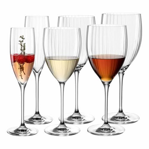 Leonardo Poesia Wein- und Sektgläser Set 6-teilig, Spülmaschinengeeignete Stielgläser, Gläser für Rotwein Weißwein und Sekt, Starter-Set für 2 Personen, Glas, Klar
