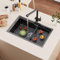 Auralum Fregadero Cocina 1 Seno 68 x 43 cm, Fregadero Cocina de Acero Inoxidable con Fregadero Interno Móvil, Fregadero Bajo Encimera o Sobre Encimera, Lavabo Cocina con Set de Drenaje y Sifón